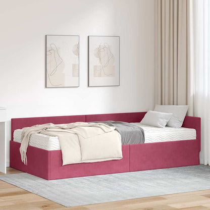 Struttura Letto Angolare con Materasso 2 pcs Verde Velluto