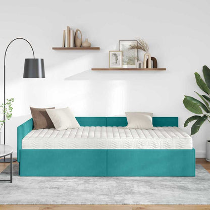 Struttura Letto Angolare con Materasso 2 pcs Turchese Velluto | homemem39