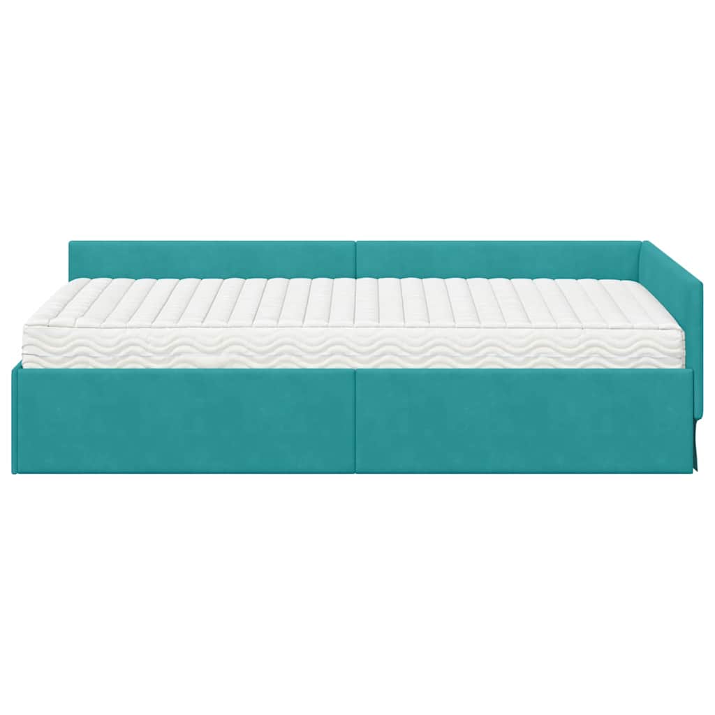 Struttura Letto Angolare con Materasso 2 pcs Turchese Velluto | homemem39