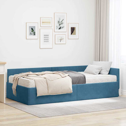Struttura Letto Angolare con Materasso Altro 2 pcs Blu Velluto