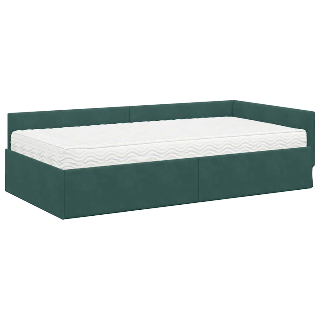 Struttura Letto Angolare con Materasso 2 pcs Verde Velluto