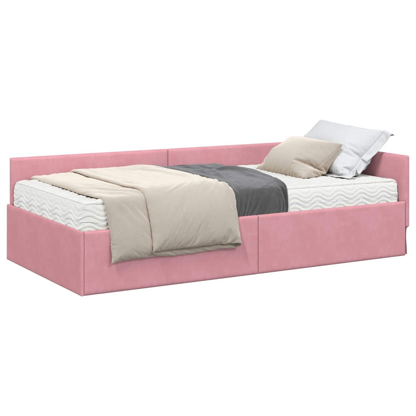 Struttura Letto Angolare con Materasso 2 pcs Grigio Velluto | homemem39