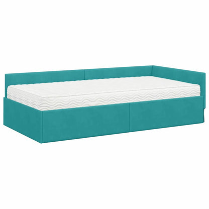 Struttura Letto Angolare con Materasso 2 pcs Verde Velluto