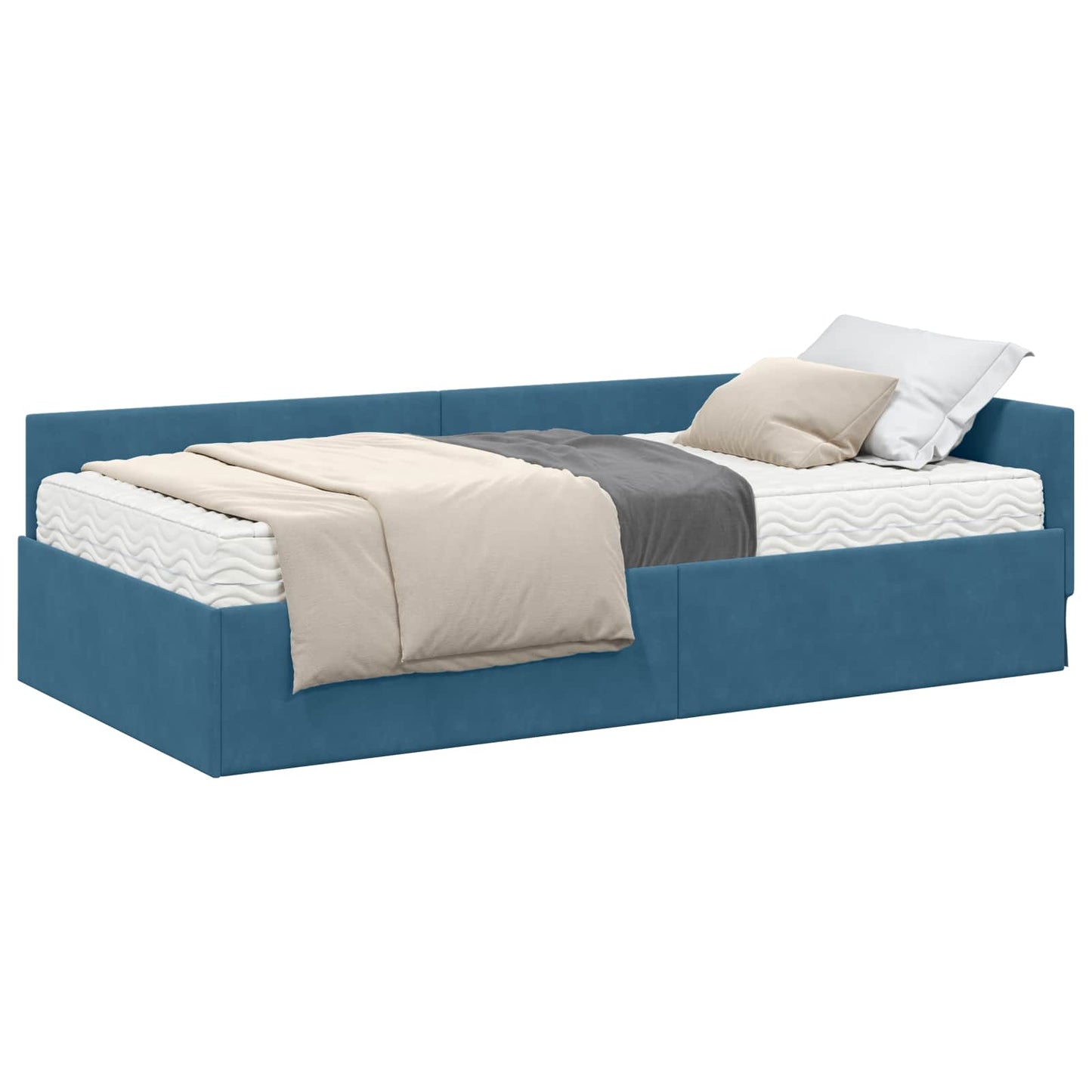 Struttura Letto Angolare con Materasso Altro 2 pcs Blu Velluto