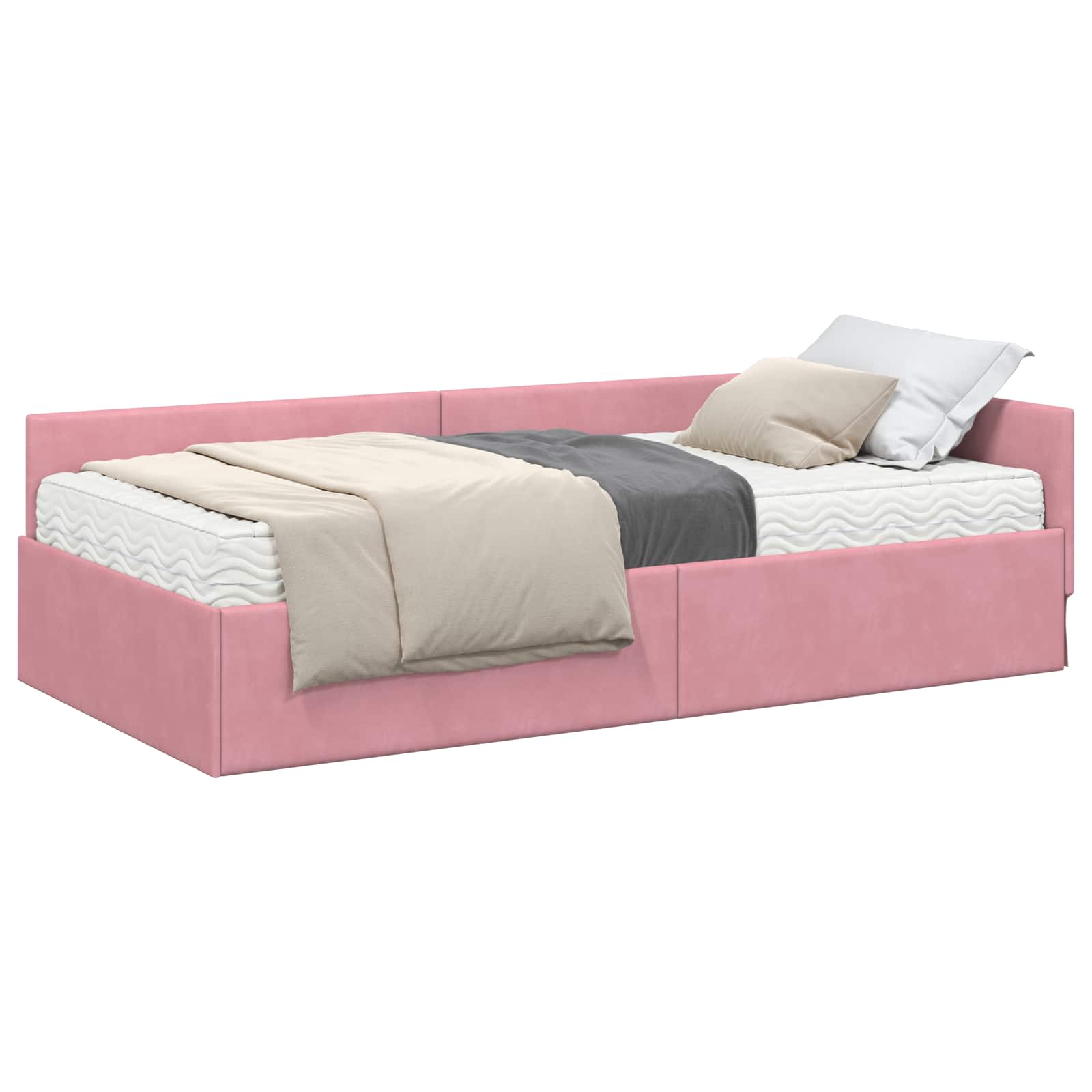 Struttura Letto Angolare con Materasso 2 pcs Grigio Velluto | homemem39