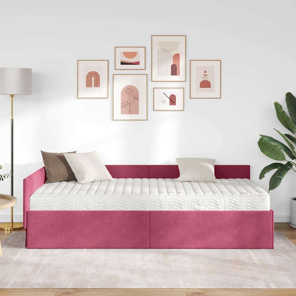 Struttura Letto Angolare con Materasso 2 pcs Verde Velluto | homemem39
