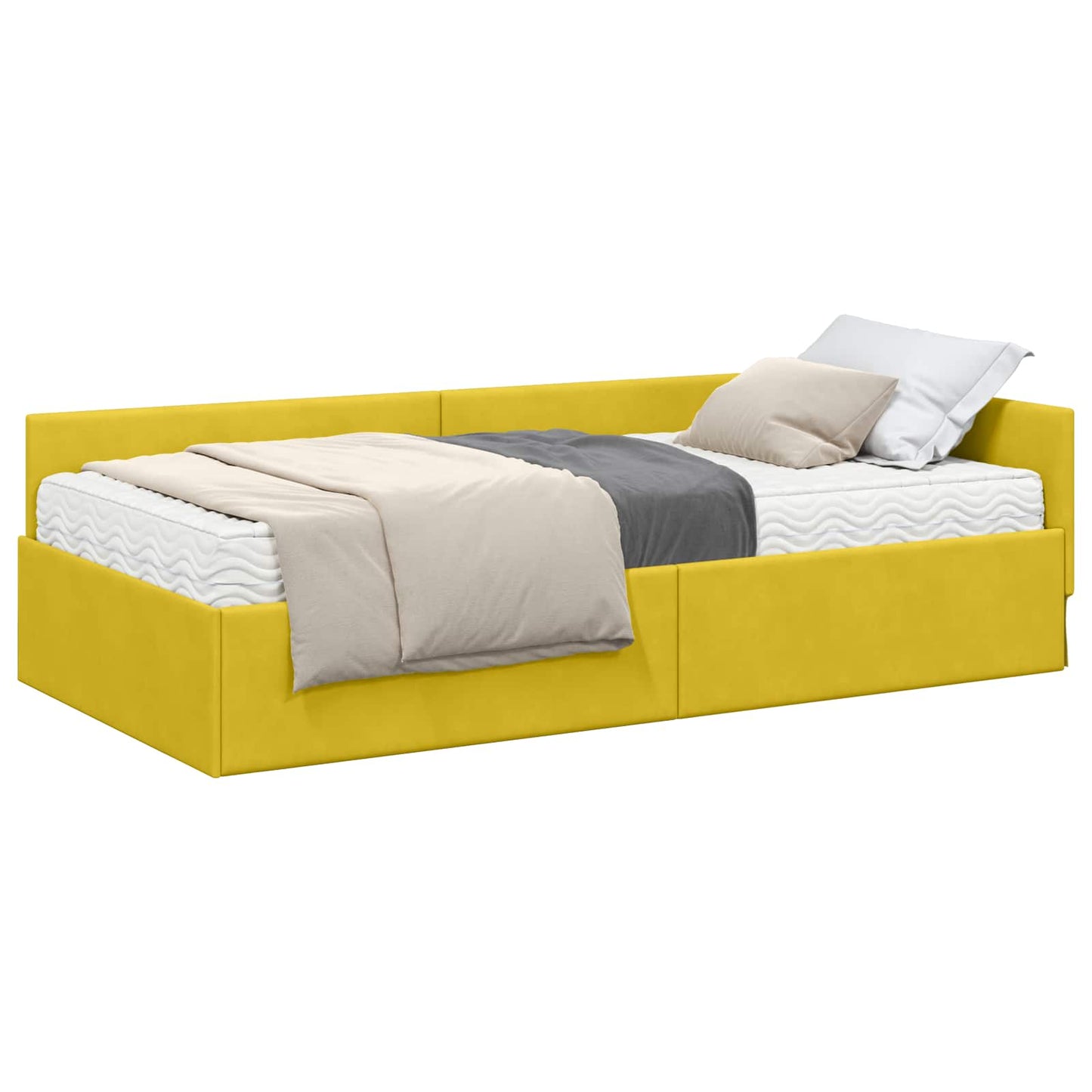 Struttura Letto Angolare con Materasso 2 pcs Giallo Velluto