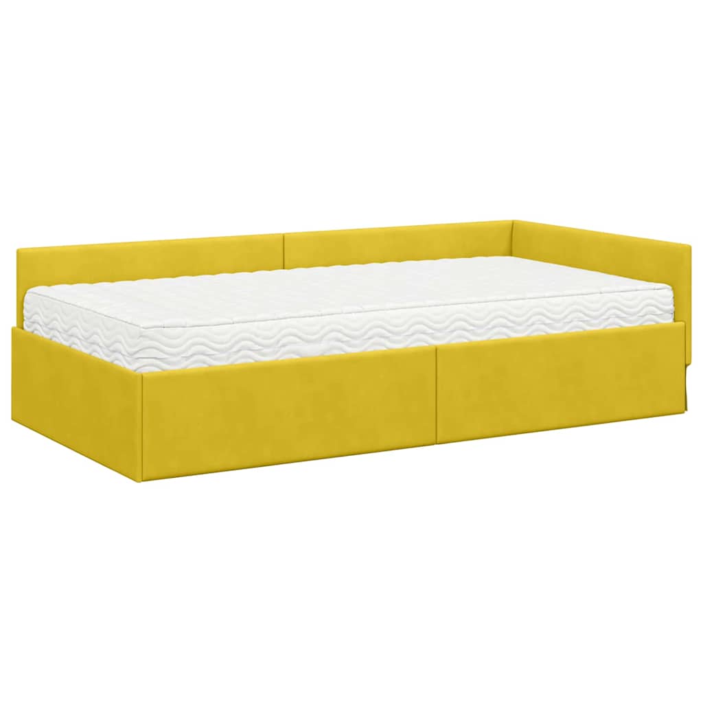Struttura Letto Angolare con Materasso 2 pcs Giallo Velluto