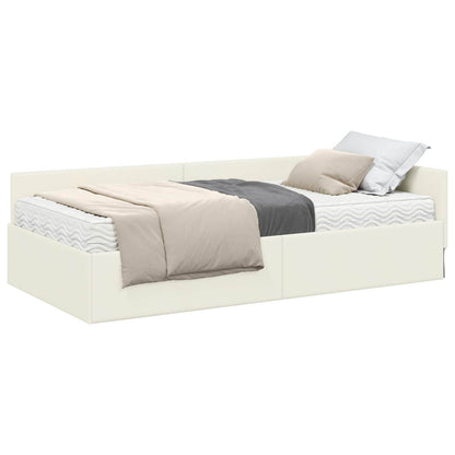 Struttura Letto Angolare con Materasso 2 pcs Crema Velluto | homemem39