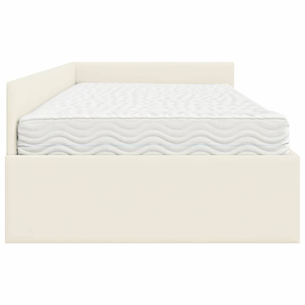 Struttura Letto Angolare con Materasso 2 pcs Crema Velluto | homemem39