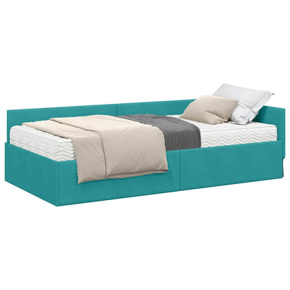 Struttura Letto Angolare con Materasso 2 pcs Turchese Velluto