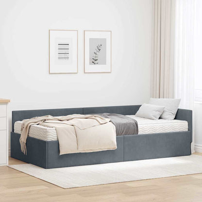 Struttura Letto Angolare con Materasso 2 pcs Grigio Velluto