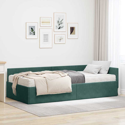 Struttura Letto Angolare con Materasso 2 pcs Verde Velluto
