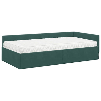 Struttura Letto Angolare con Materasso 2 pcs Verde Velluto