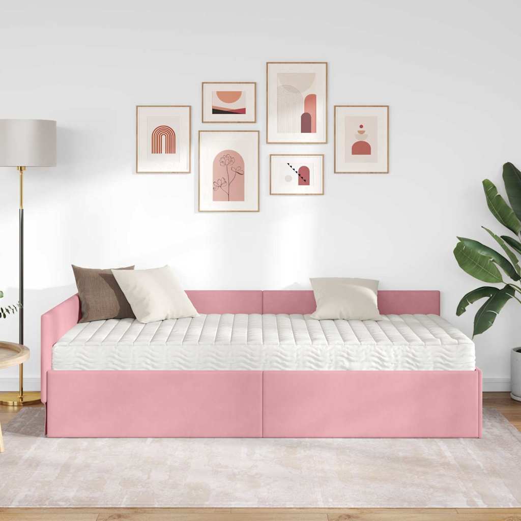 Struttura Letto Angolare con Materasso 2 pcs Grigio Velluto