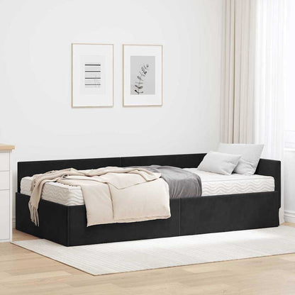 Struttura Letto Angolare con Materasso Altro 2 pcs Nero Velluto