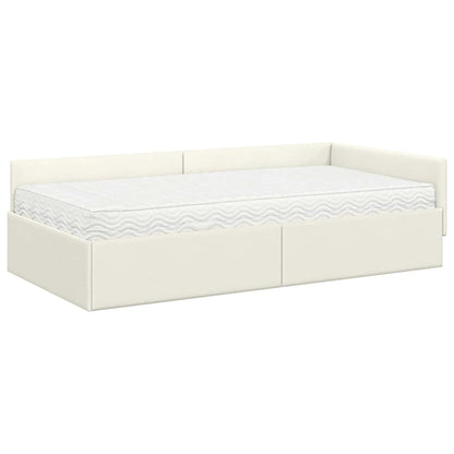 Struttura Letto Angolare con Materasso 2 pcs Crema Velluto