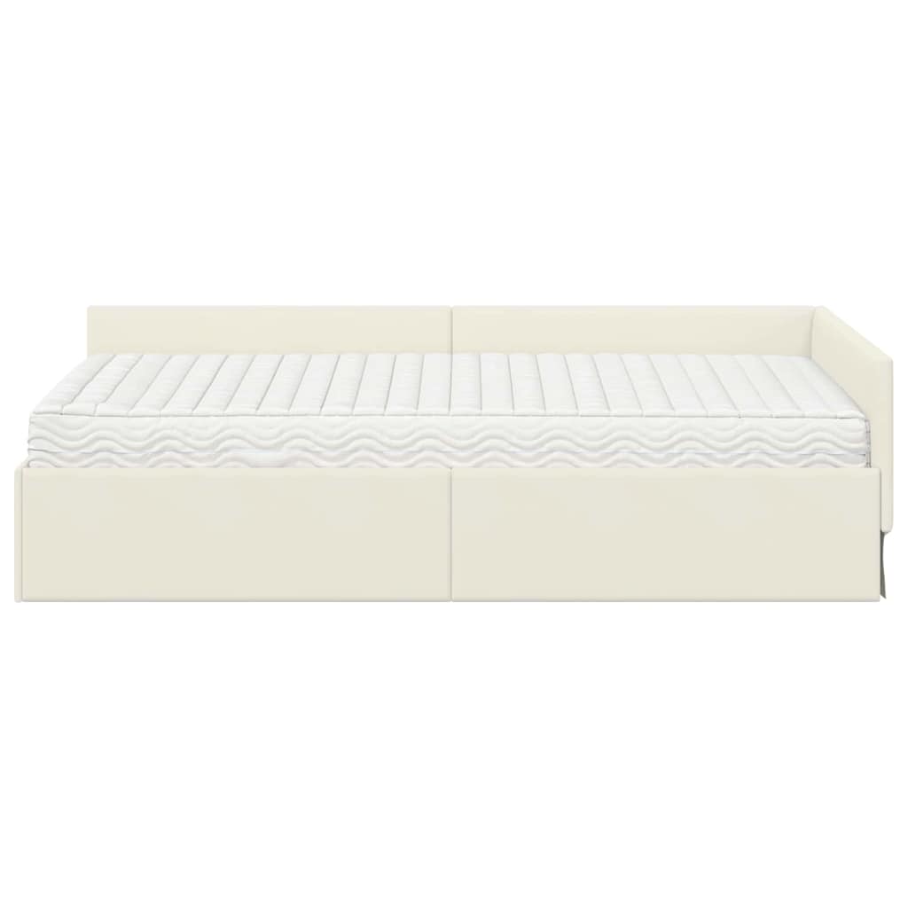Struttura Letto Angolare con Materasso 2 pcs Crema Velluto