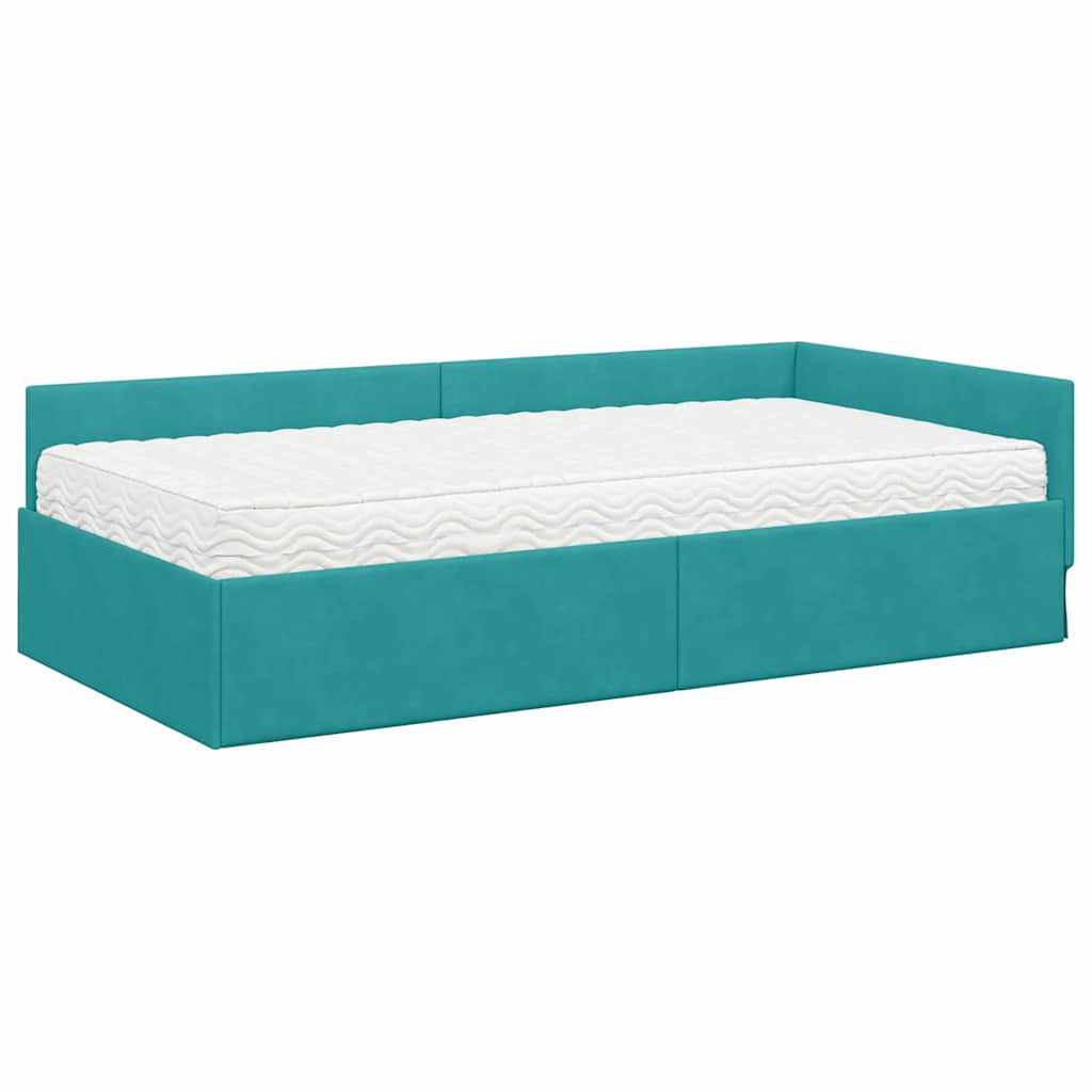 Struttura Letto Angolare con Materasso 2 pcs Turchese Velluto | homemem39