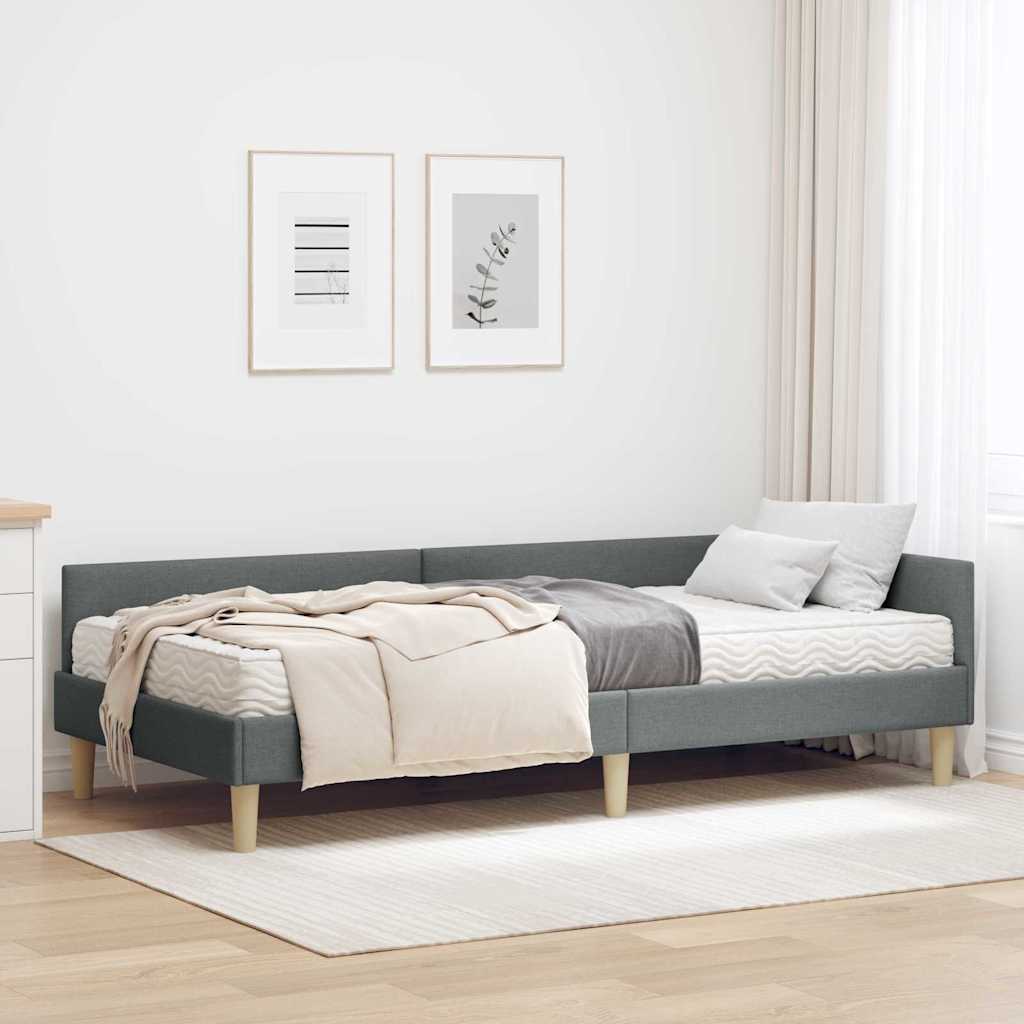 Struttura Letto Angolare con Materasso 2 pcs Grigio Tessuto | homemem39