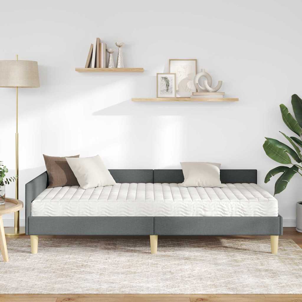 Struttura Letto Angolare con Materasso 2 pcs Grigio Tessuto | homemem39