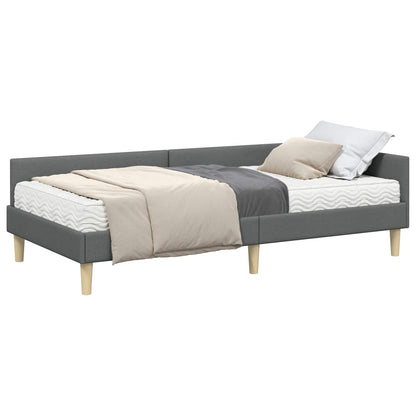 Struttura Letto Angolare con Materasso 2 pcs Grigio Tessuto | homemem39