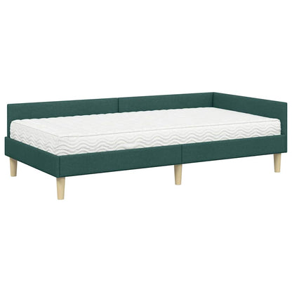 Struttura Letto Angolare con Materasso 2 pcs Verde Tessuto