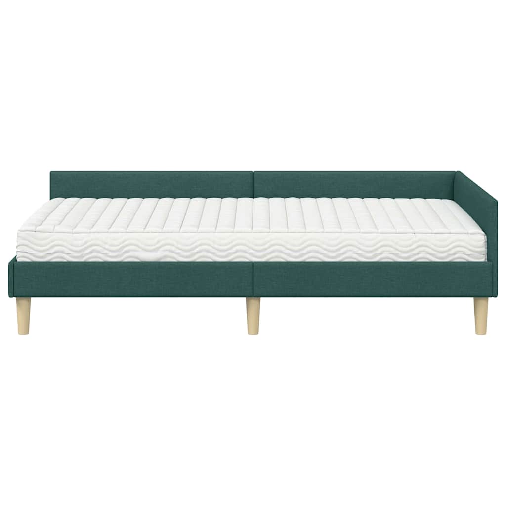 Struttura Letto Angolare con Materasso 2 pcs Verde Tessuto