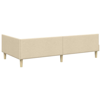Struttura Letto Angolare con Materasso 2 pcs Crema Tessuto