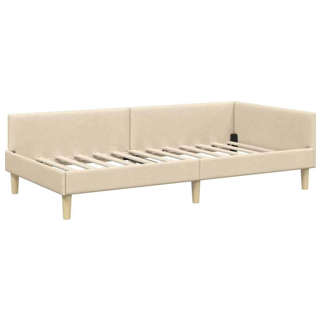 Struttura Letto Angolare con Materasso 2 pcs Crema Tessuto
