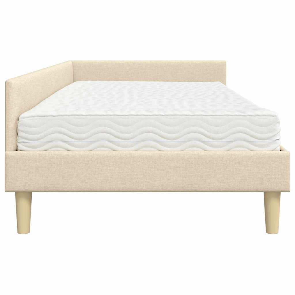 Struttura Letto Angolare con Materasso 2 pcs Crema Tessuto