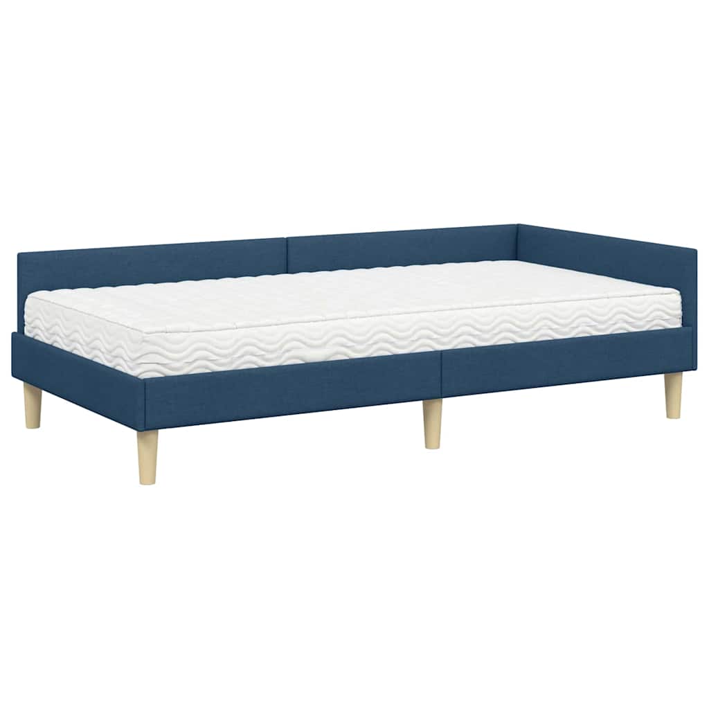 Struttura Letto Angolare con Materasso 2 pcs Blu Tessuto