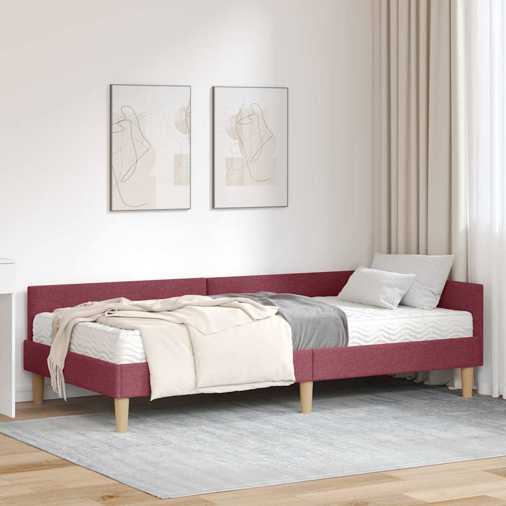 Struttura Letto Angolare con Materasso 2 pcs Grigio Tessuto