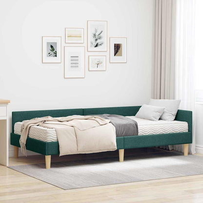 Struttura Letto Angolare con Materasso 2 pcs Verde Tessuto