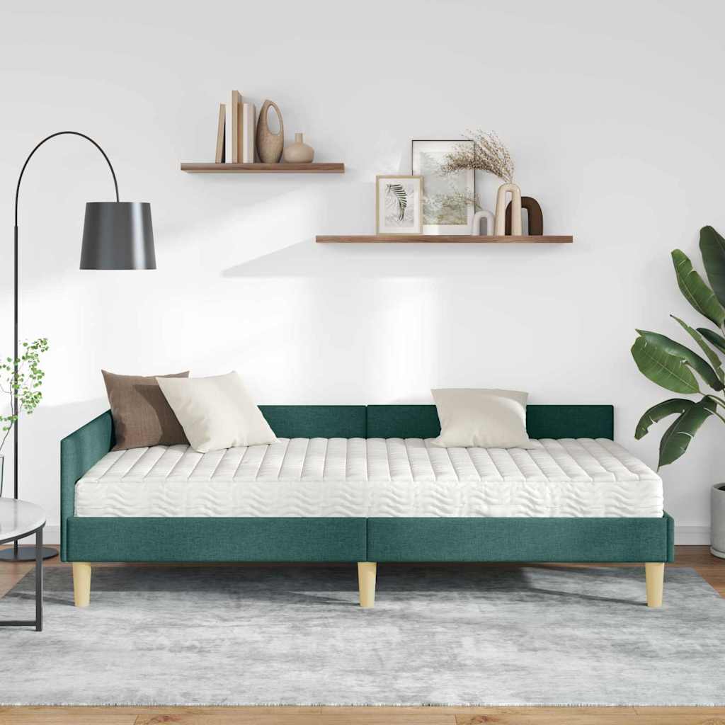 Struttura Letto Angolare con Materasso 2 pcs Verde Tessuto