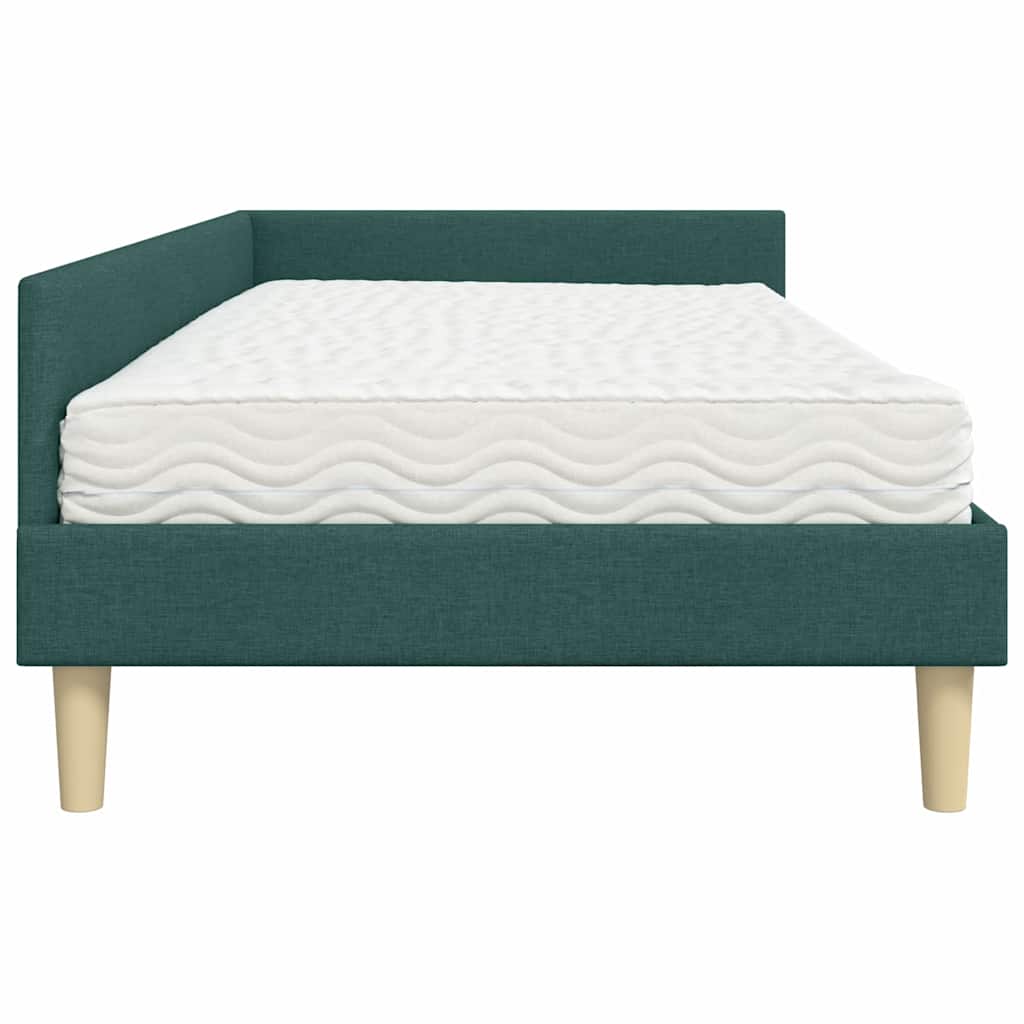 Struttura Letto Angolare con Materasso 2 pcs Verde Tessuto