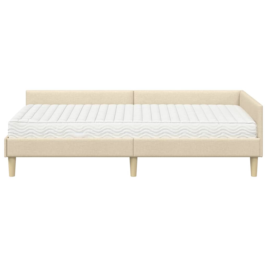 Struttura Letto Angolare con Materasso 2 pcs Crema Tessuto