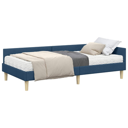 Struttura Letto Angolare con Materasso 2 pcs Blu Tessuto