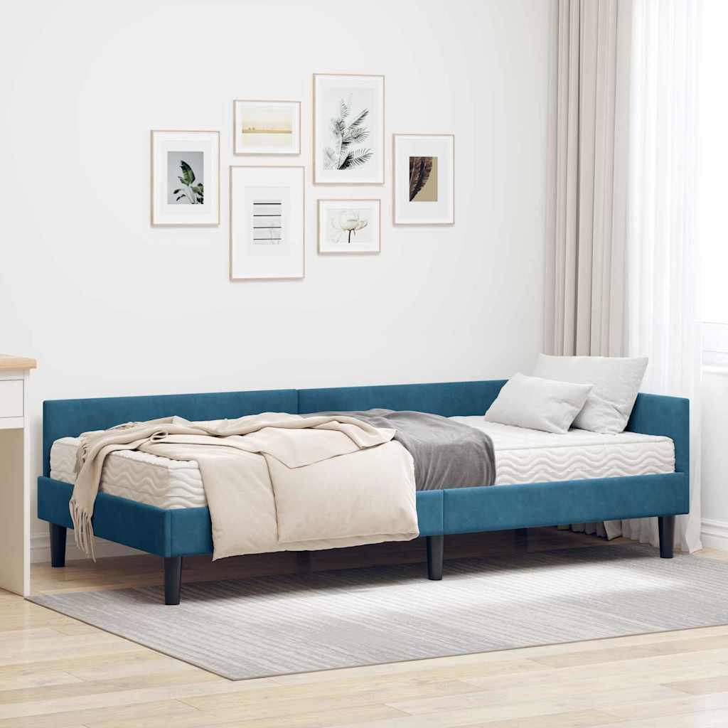 Struttura Letto Angolare con Materasso Altro 2 pcs Blu Velluto
