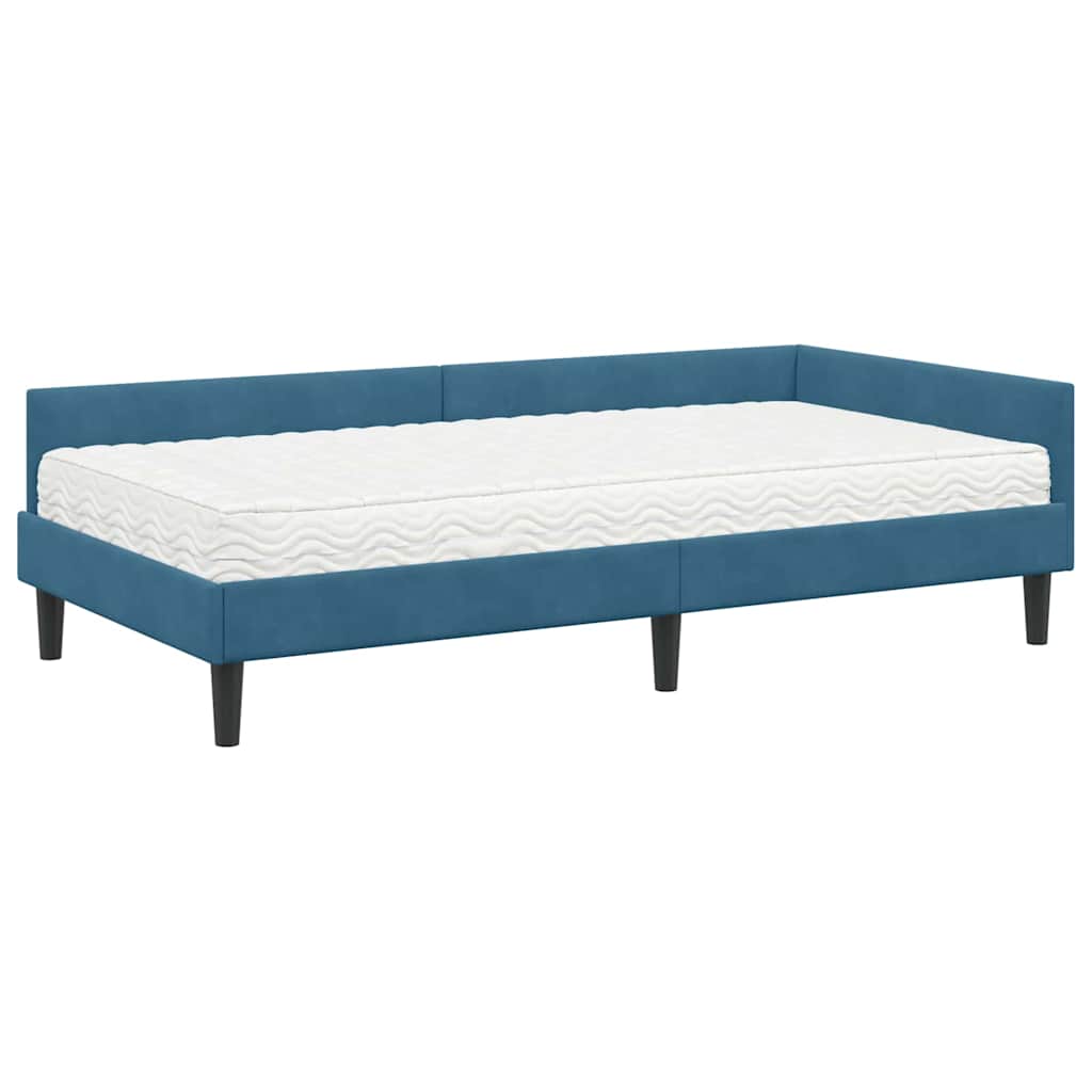 Struttura Letto Angolare con Materasso Altro 2 pcs Blu Velluto