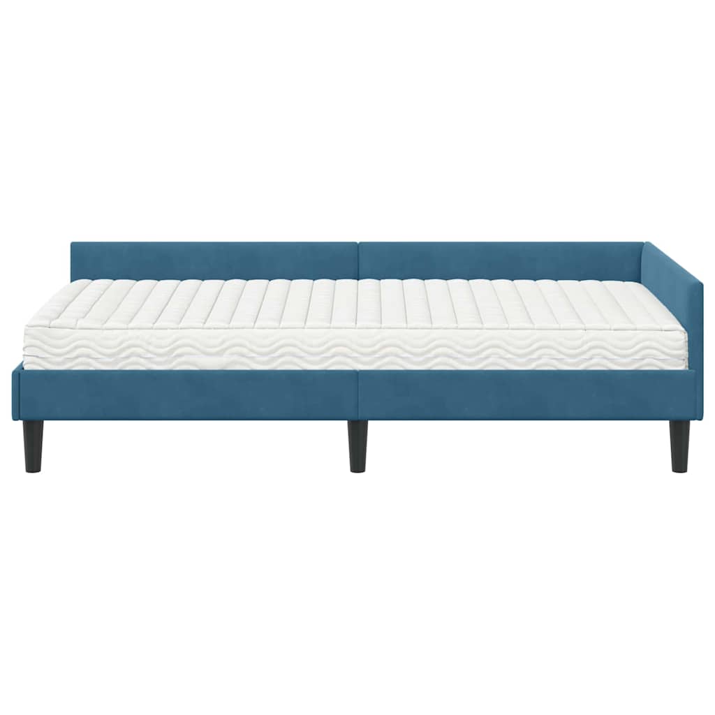 Struttura Letto Angolare con Materasso Altro 2 pcs Blu Velluto
