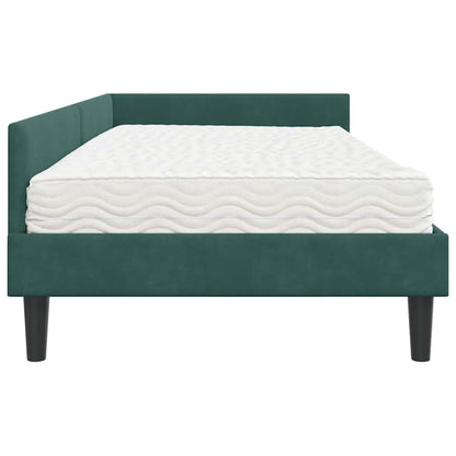 Struttura Letto Angolare con Materasso 2 pcs Verde Velluto