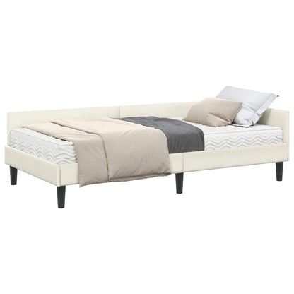 Struttura Letto Angolare con Materasso 2 pcs Crema Velluto