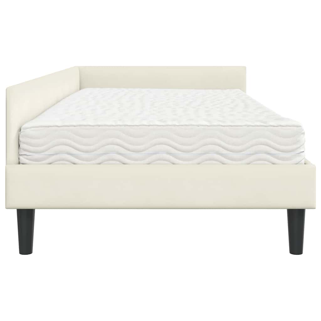 Struttura Letto Angolare con Materasso 2 pcs Crema Velluto