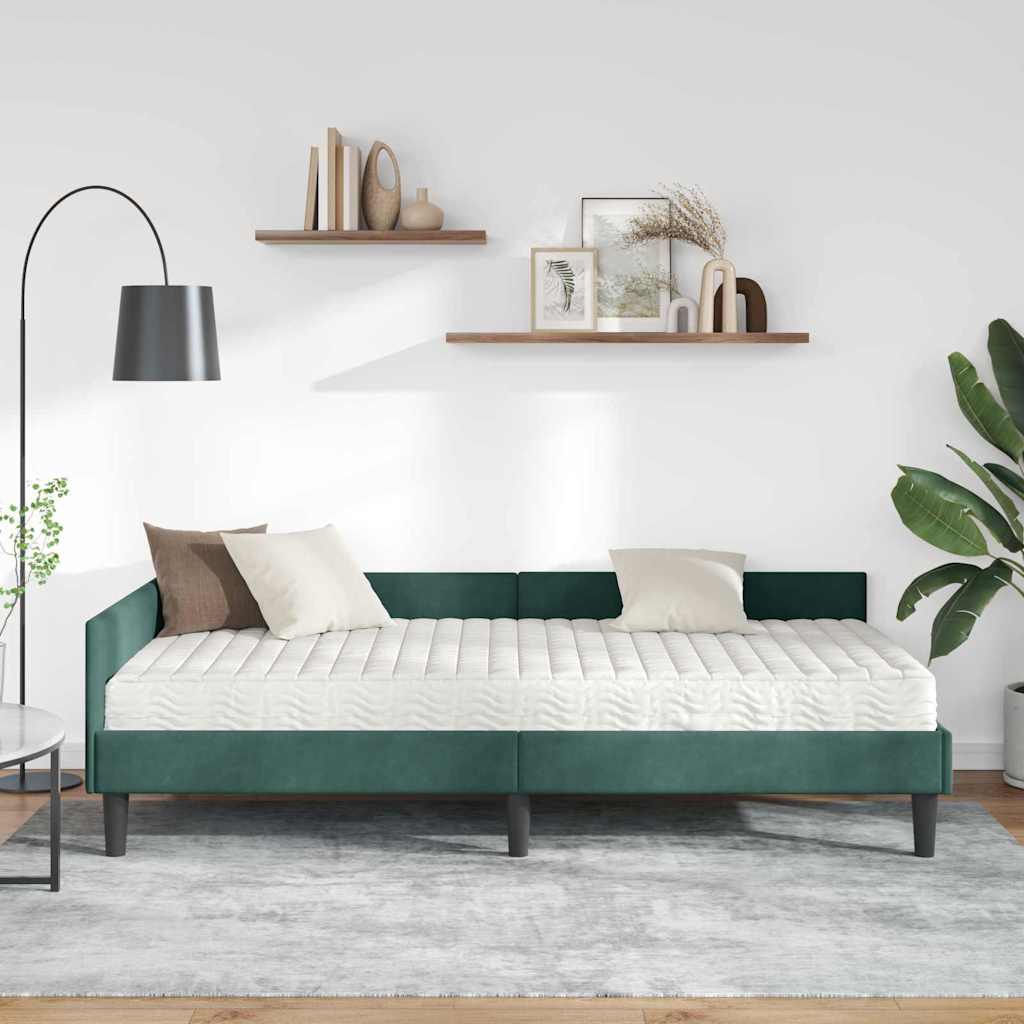 Struttura Letto Angolare con Materasso 2 pcs Verde Velluto