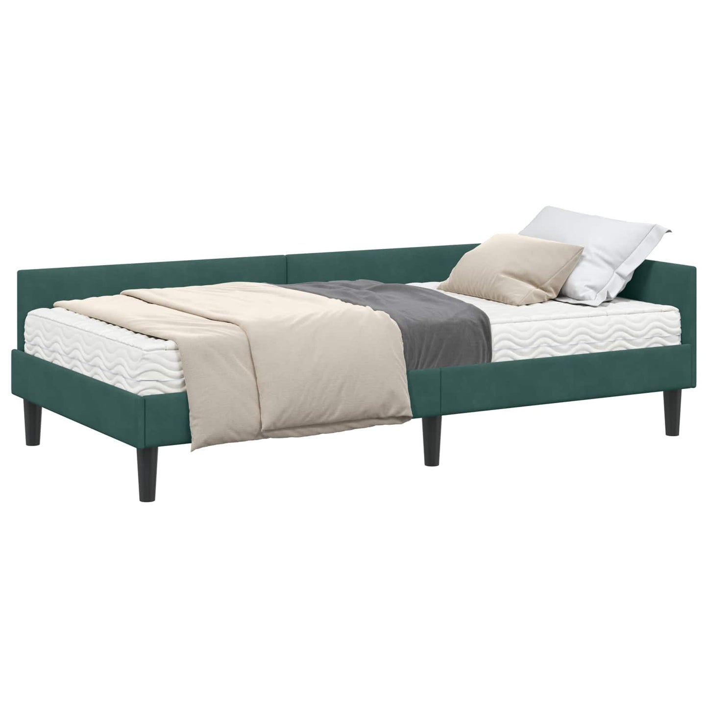 Struttura Letto Angolare con Materasso 2 pcs Verde Velluto