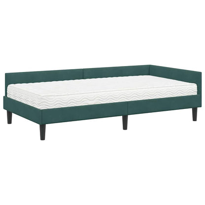 Struttura Letto Angolare con Materasso 2 pcs Verde Velluto