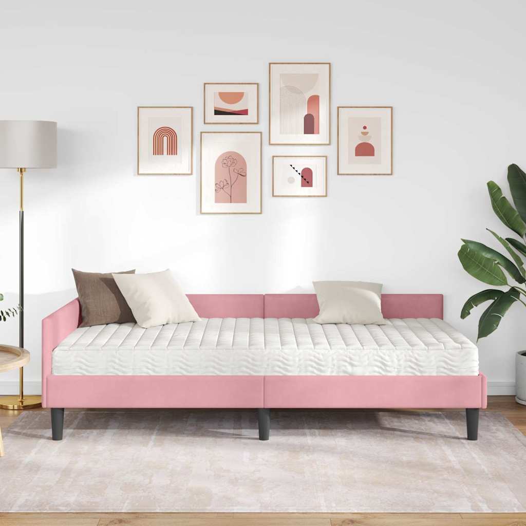 Struttura Letto Angolare con Materasso 2 pcs Grigio Velluto | homemem39