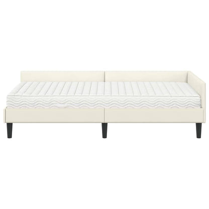 Struttura Letto Angolare con Materasso 2 pcs Crema Velluto