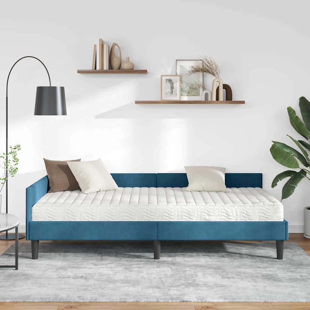 Struttura Letto Angolare con Materasso Altro 2 pcs Blu Velluto